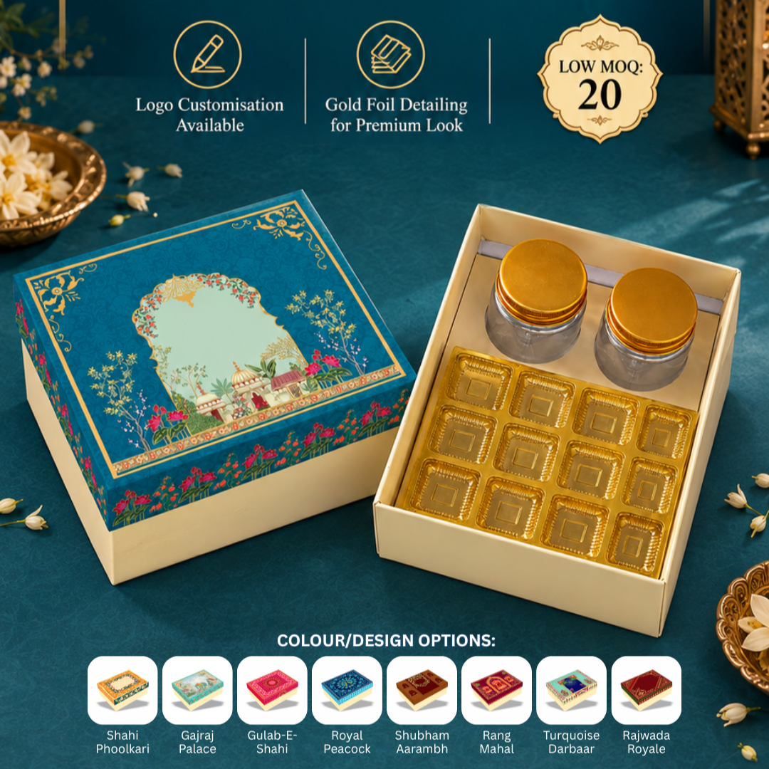 2 Jar Hamper Box 12 chocolate box  (Rigid Top Bottom Pattern) with Custom Logo Print