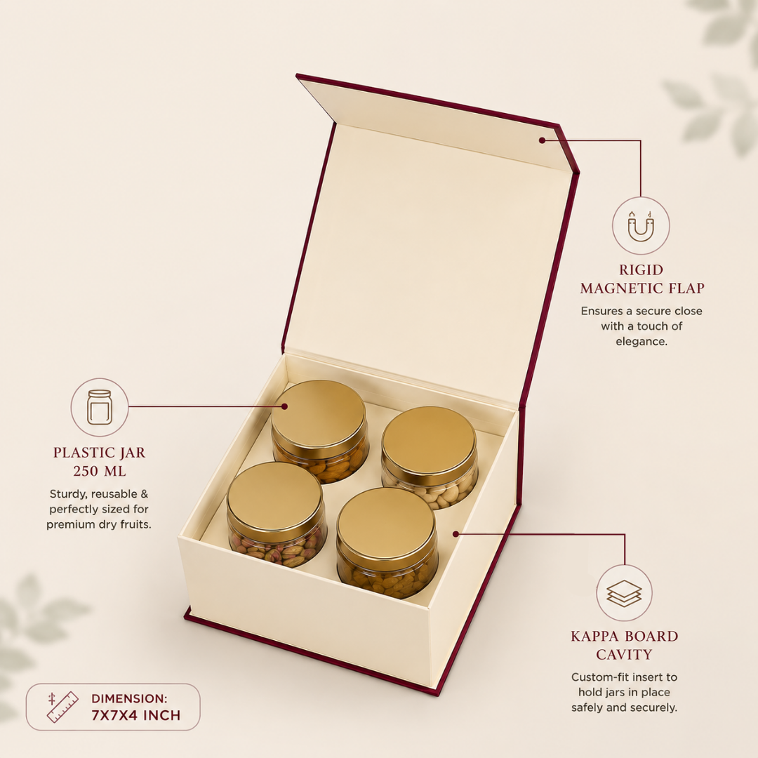 4 Jar Hamper Box (Rigid Magnetic Pattern) with Custom Logo Print