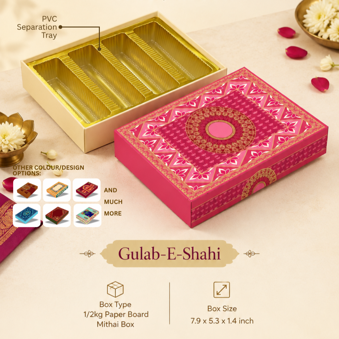 Gold Foil 1/2 Kg Rigid Mithai Box