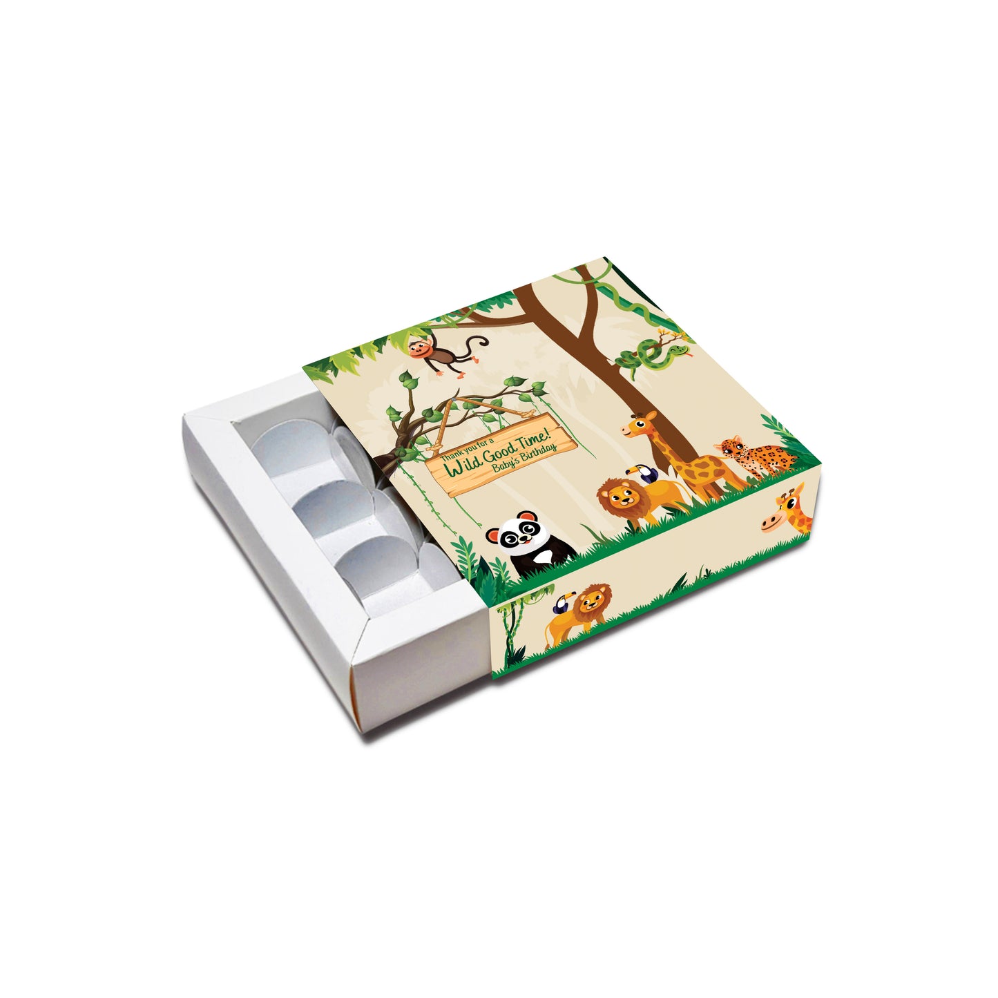 Jungle Safari Chocolate Box for 9 Cavity (ID 5x4.72x1.6 inch)