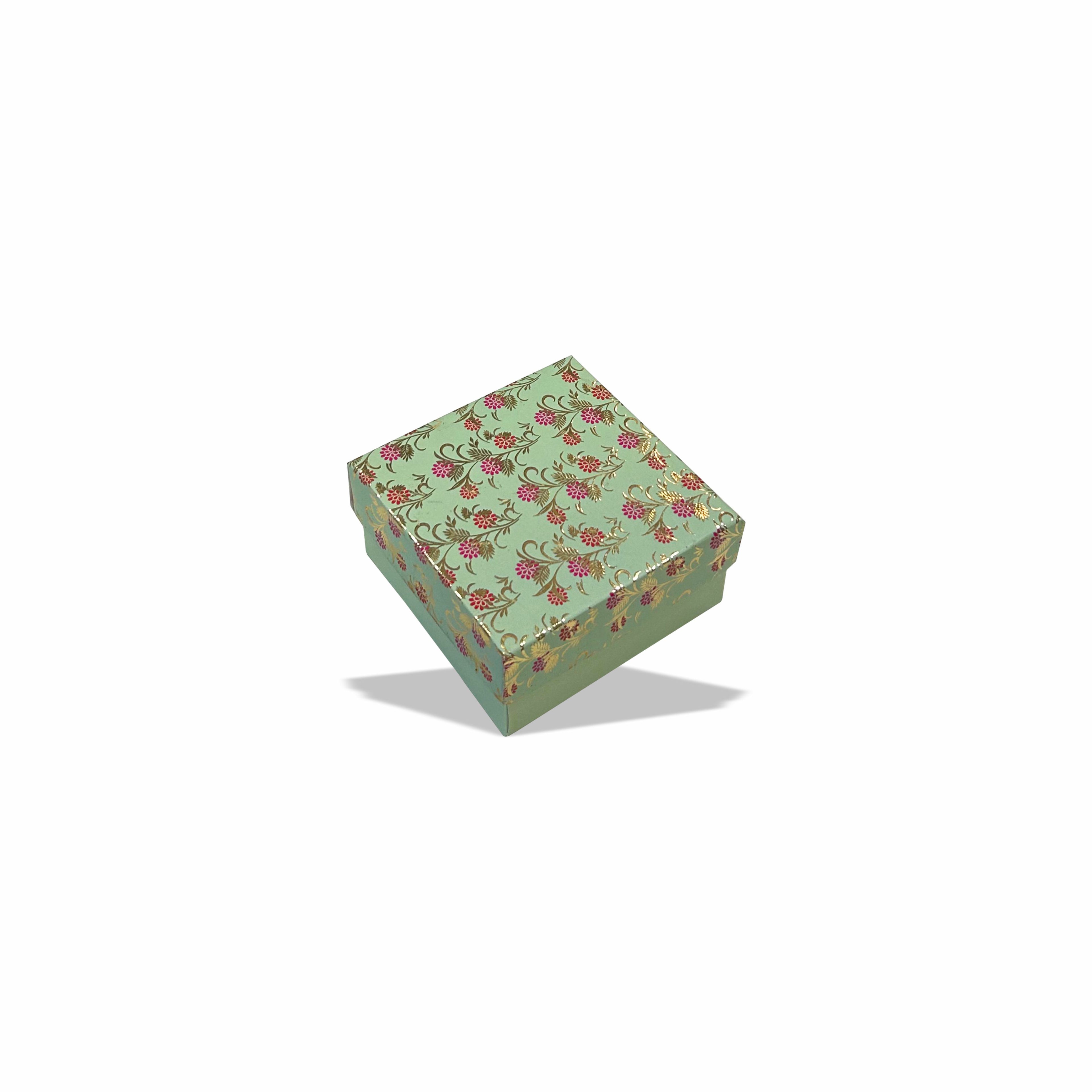Mint Blossom : Gold Foil Rigid Hamper Box (4x4x2 inch)