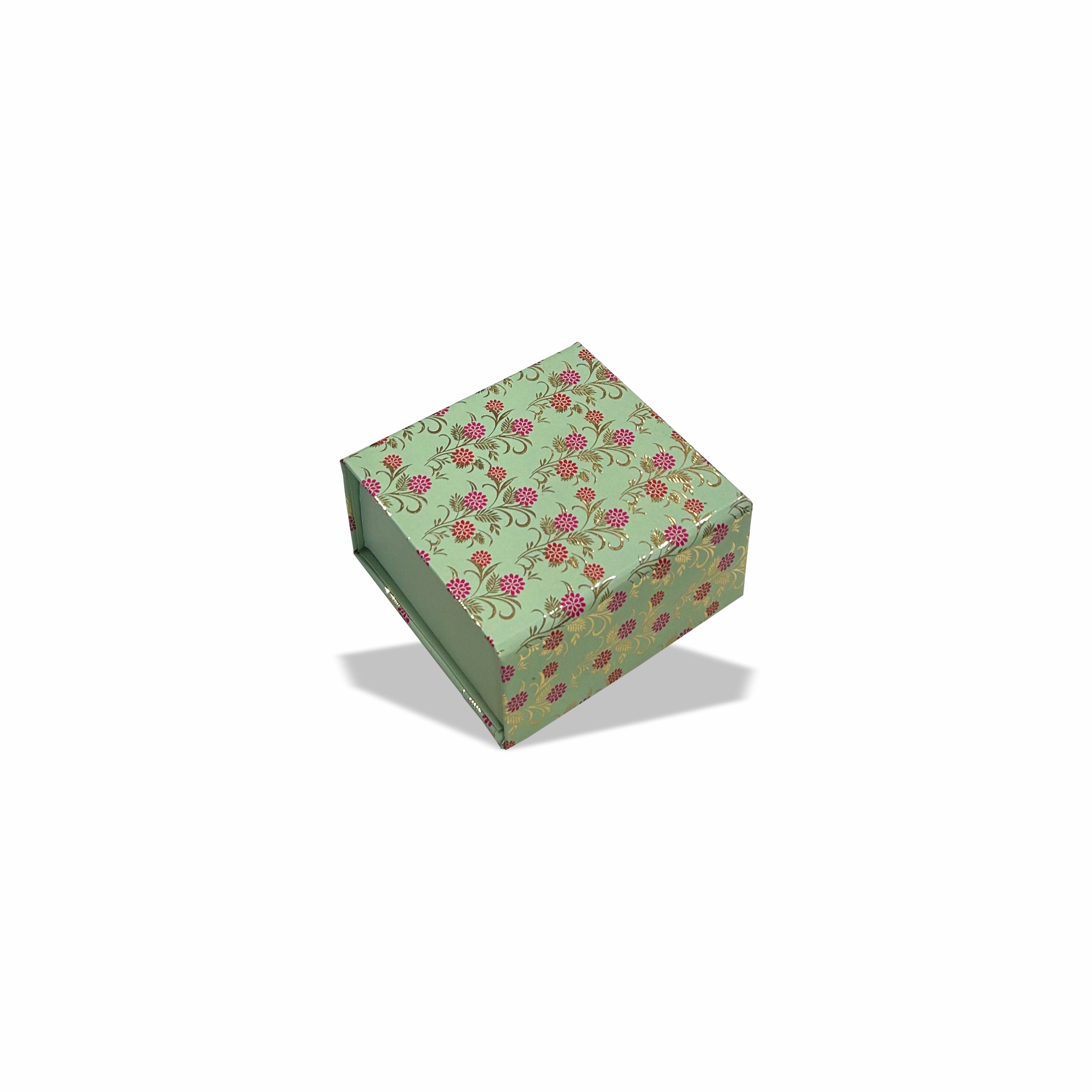 Mint Blossom Gold Foil Magnetic Rigid Box (3.5x3.5x1.5 inch)