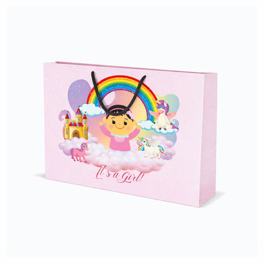 It's A Girl Theme Paper Bag 12x4.5x9 inch