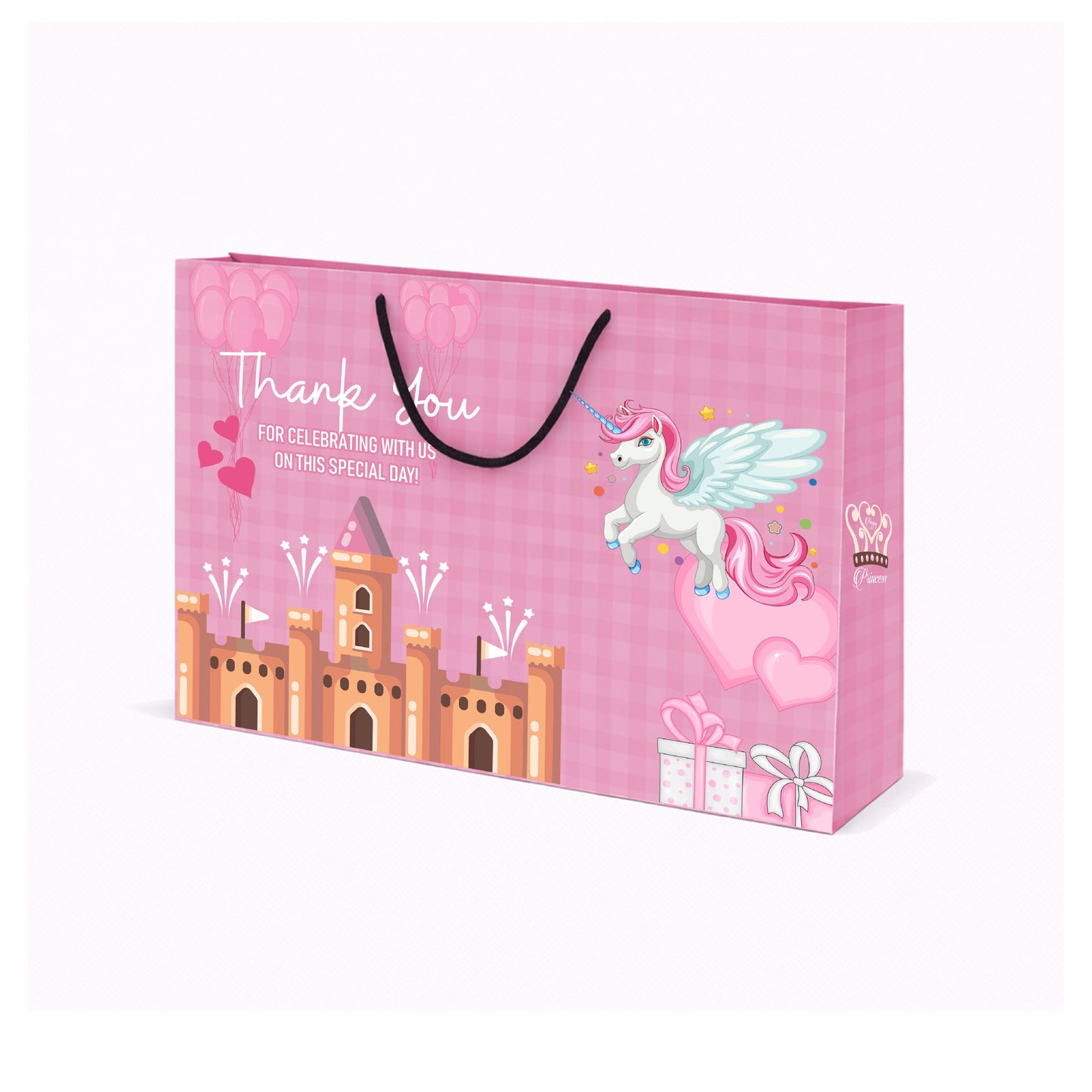 Pink Unicorn Theme Paper Bag 12x4.5x9 inch