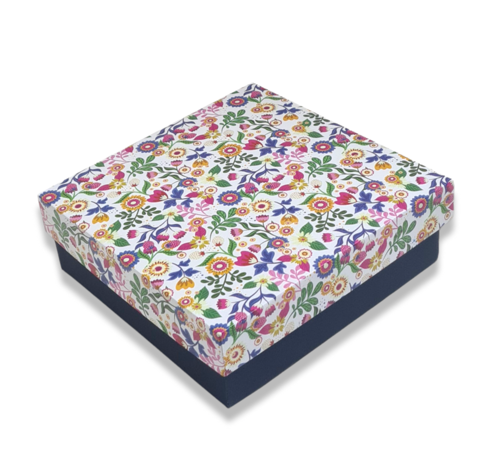 Floral Design Rigid Hamper Box (6x6x2 inch)