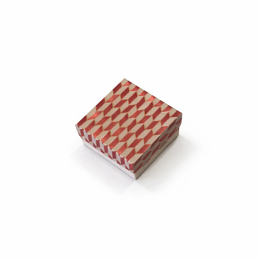 Red Rhombus Gold Foil Top Bottom Rigid Box (3.5x3.5x1.5 inch) - custom rigid packaging box