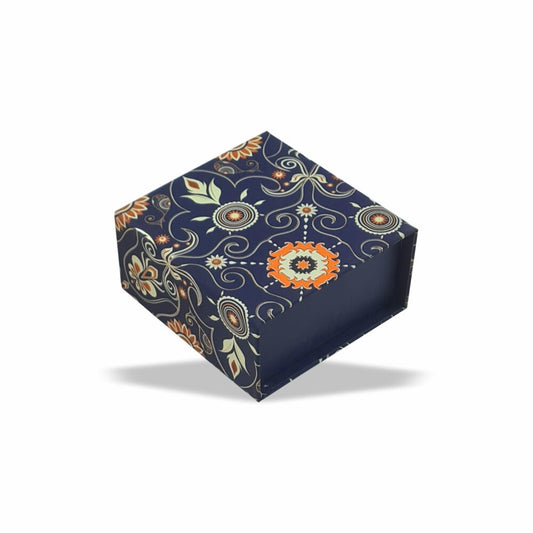 Blue Bling Gold Foil Magnetic Rigid Box (3.5x3.5x1.5 inch)