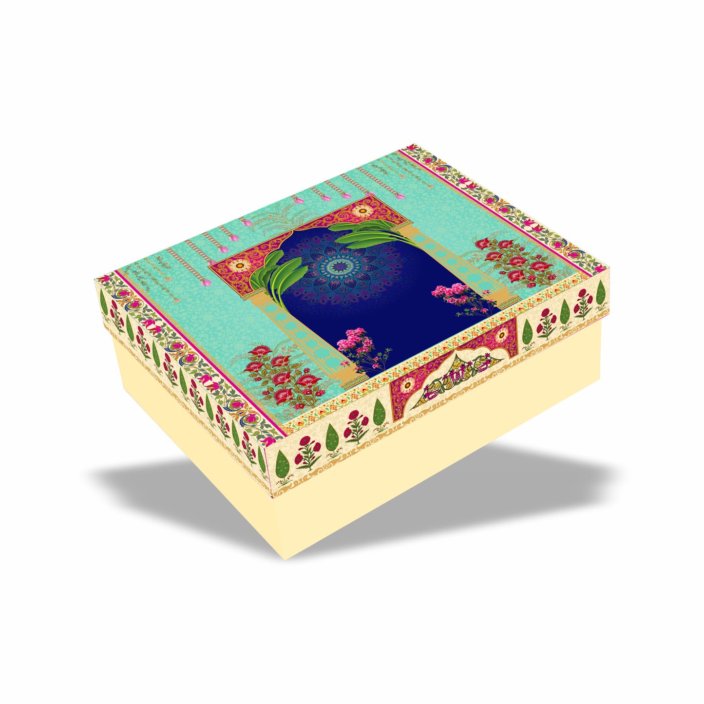 Turquoise Darbar 2 Jar Hamper Box 12 chocolate box  (Rigid Top BottomPattern) with Custom Logo Print