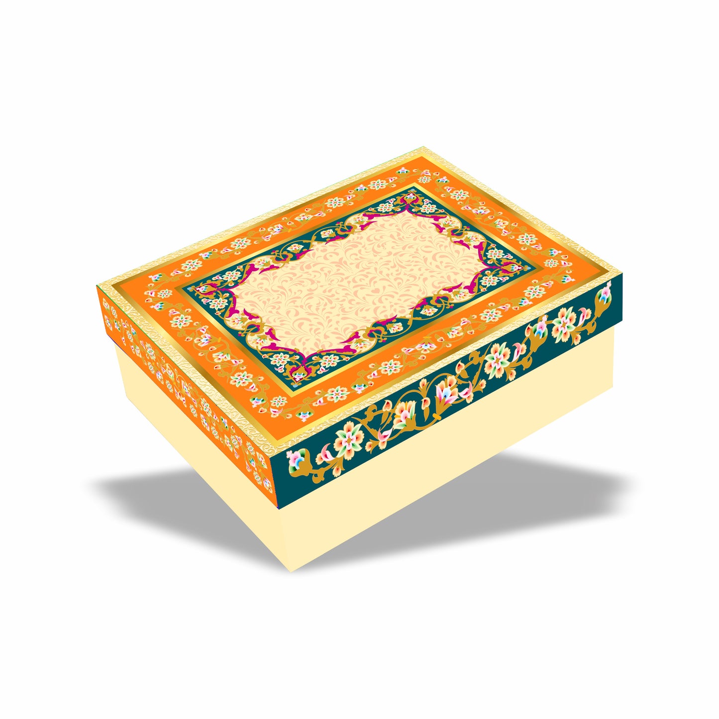 Shahi Phoolkari 2 Jar Hamper Box 12 chocolate box  (Rigid Top Bottom Pattern) with Custom Logo Print (Copy)