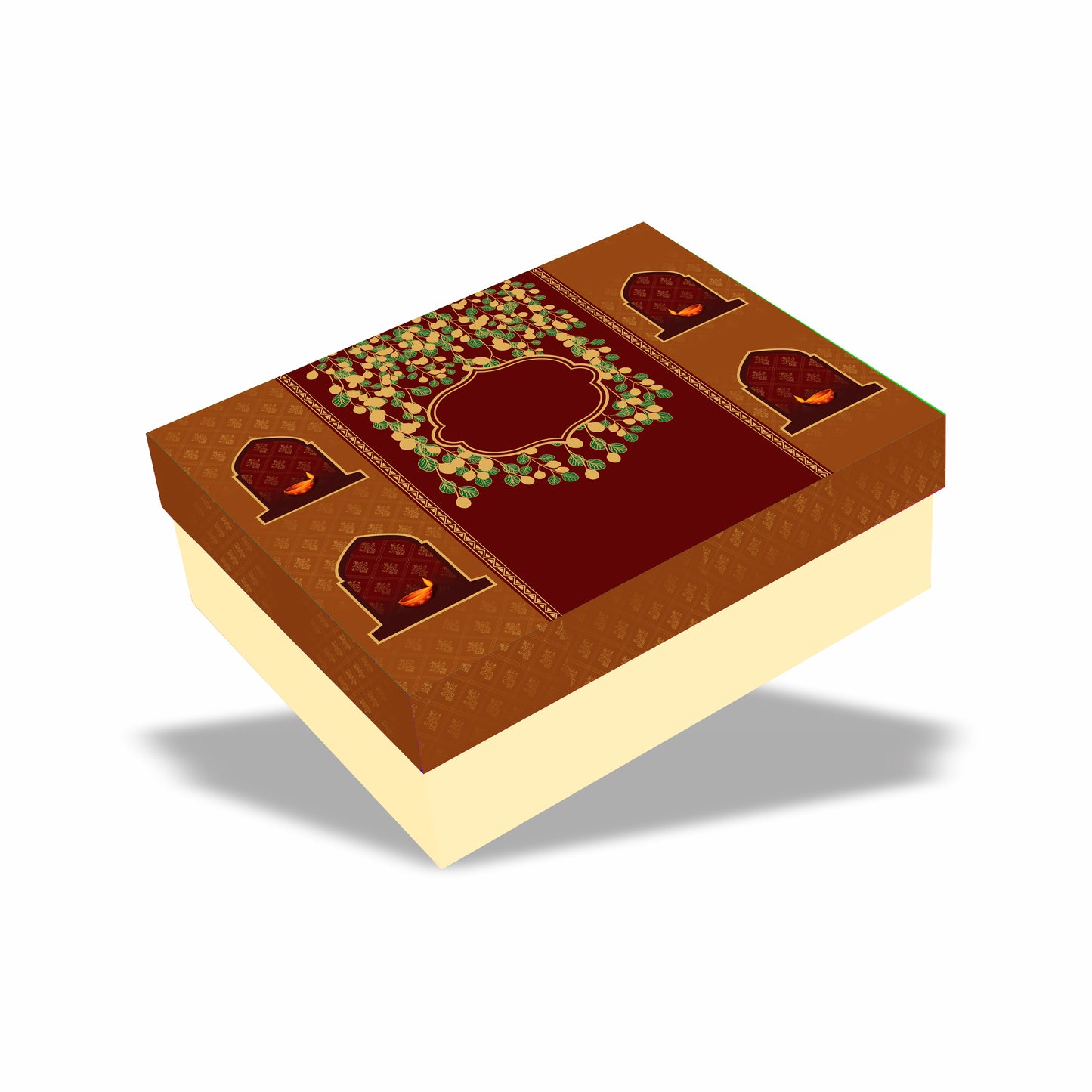 Shubh Aarambh 2 Jar Hamper Box 12 chocolate box  (Rigid Top BottomPattern) with Custom Logo Print
