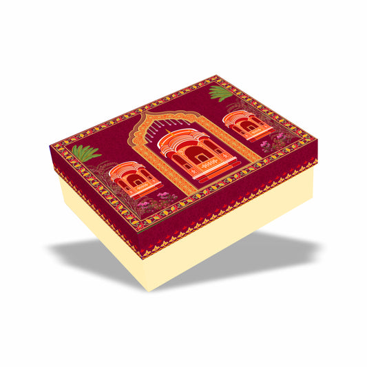 Rang Mahal  2 Jar Hamper Box 12 chocolate box  (Rigid Top BottomPattern) with Custom Logo Print