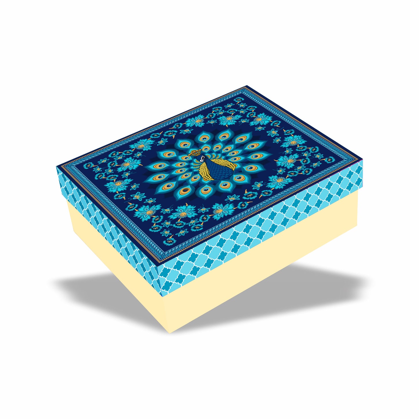Royal Peacock 2 Jar Hamper Box 12 chocolate box  (Rigid Top BottomPattern) with Custom Logo Print