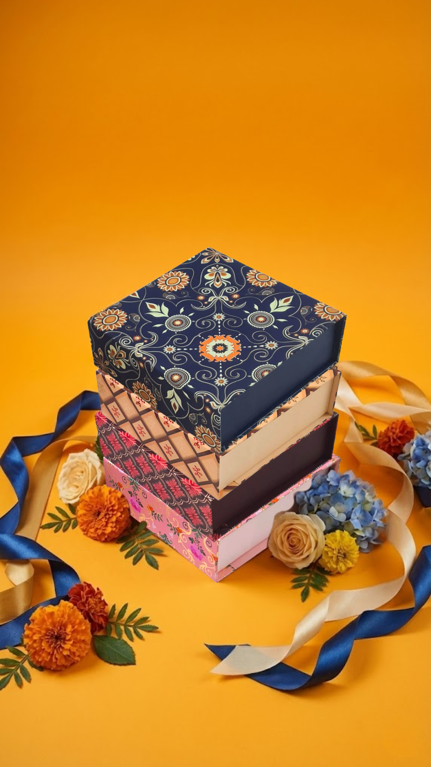 Brick Red Magnetic Rigid Hamper Box (6x6x2 inch)