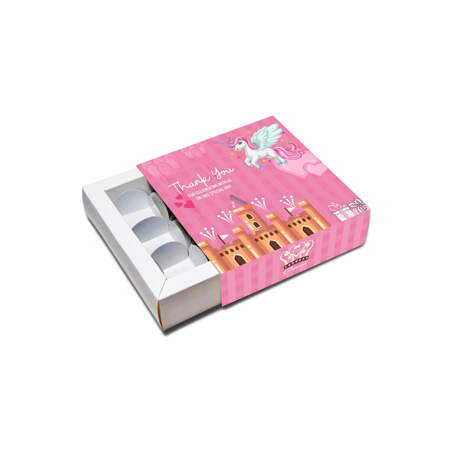 Pink Unicorn Chocolate Box for 9 Cavity (ID 5x4.72x1.6 inch)