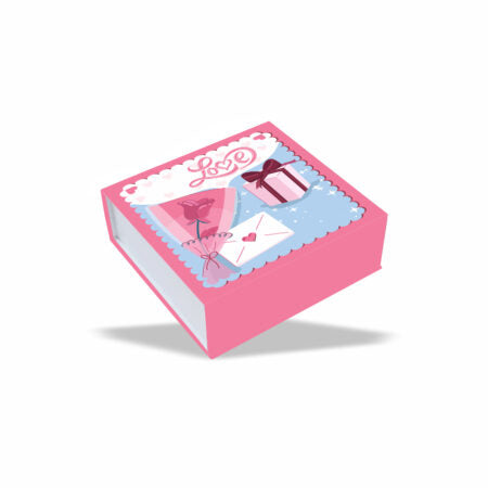 Valentine Collection : Pink Magnetic Rigid Hamper Box (6x6x2 inch)