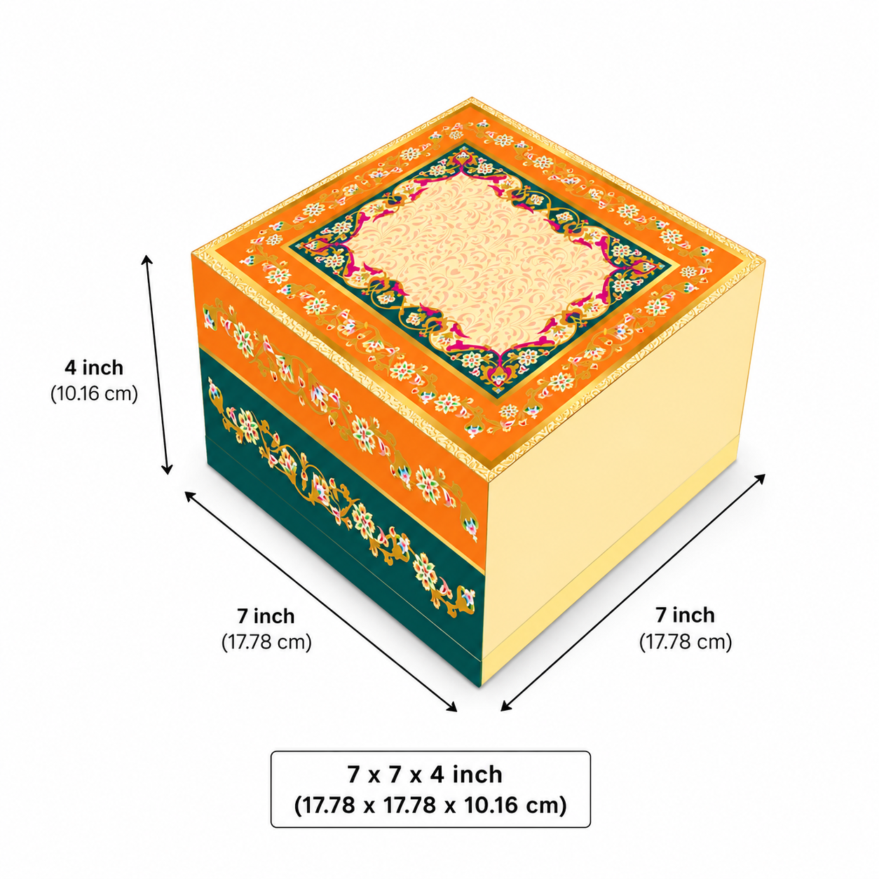 Shahi Phoolkari 4 Jar Hamper Box (Rigid Magnetic Pattern) with Custom Logo Print