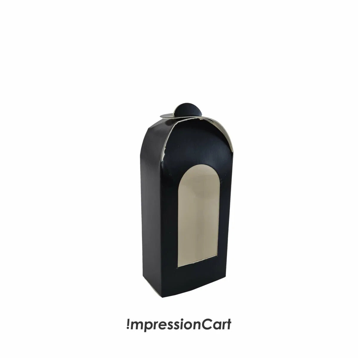 Black cakesicle packaging box with front display window, measuring 9 × 5 × 3 cm.
