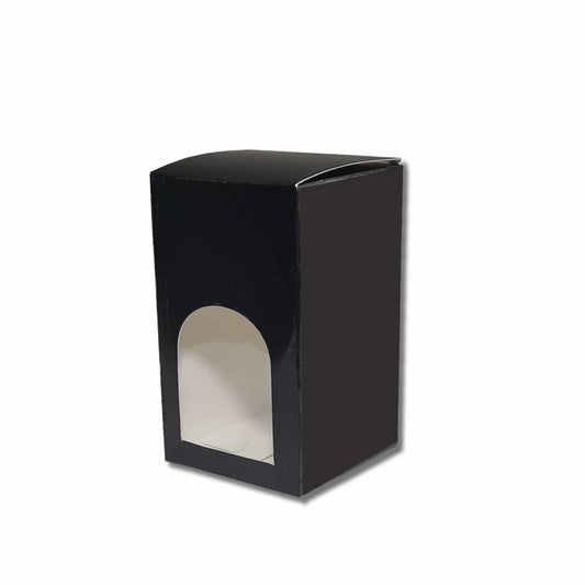 Black cookie box measuring 5 x 3 x 3 inches for small cookie assortments and bakery gifting.