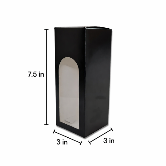 7.5 inch black window candle packaging box with clear display window
