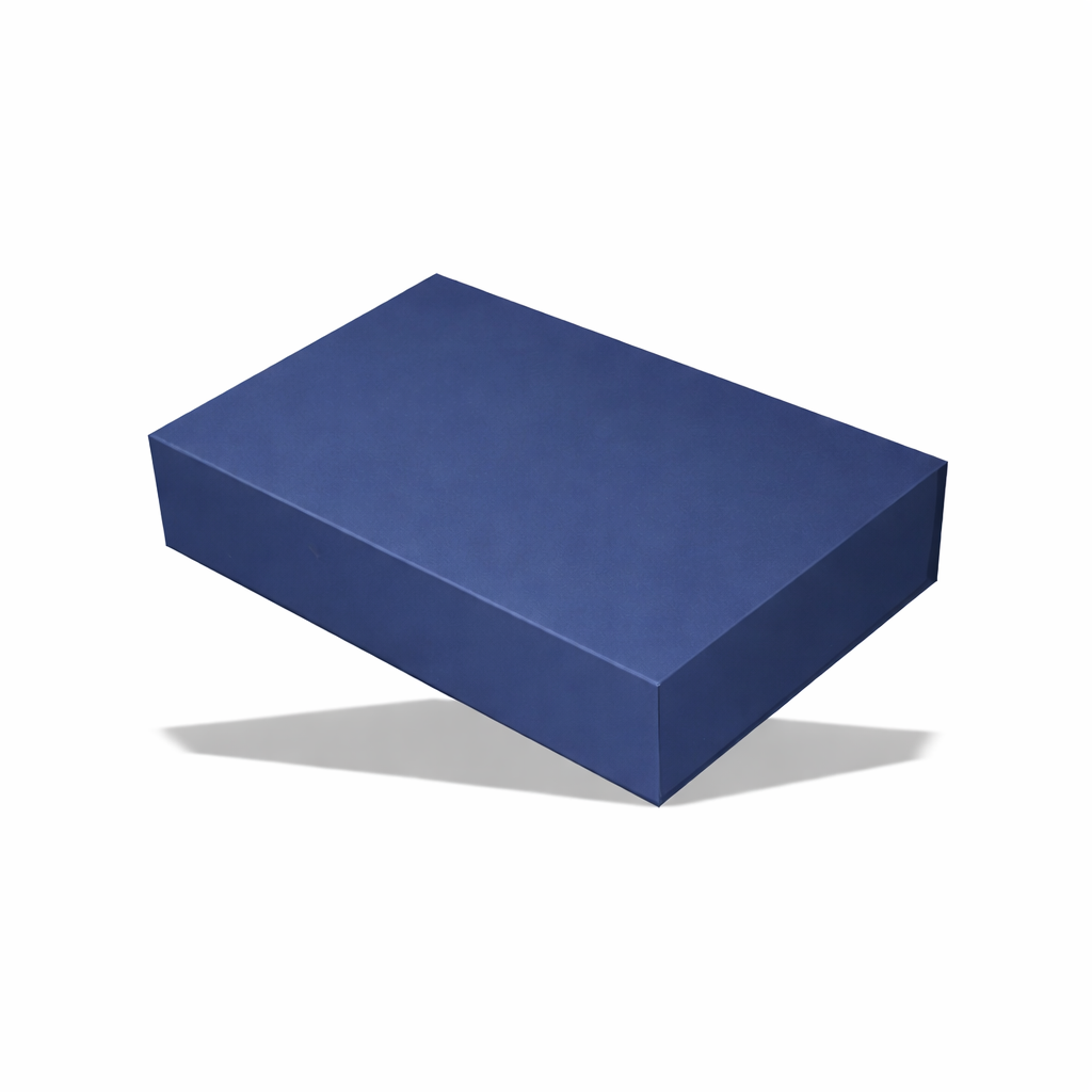 Blue rectangular rigid gift box for premium product and gift packaging.