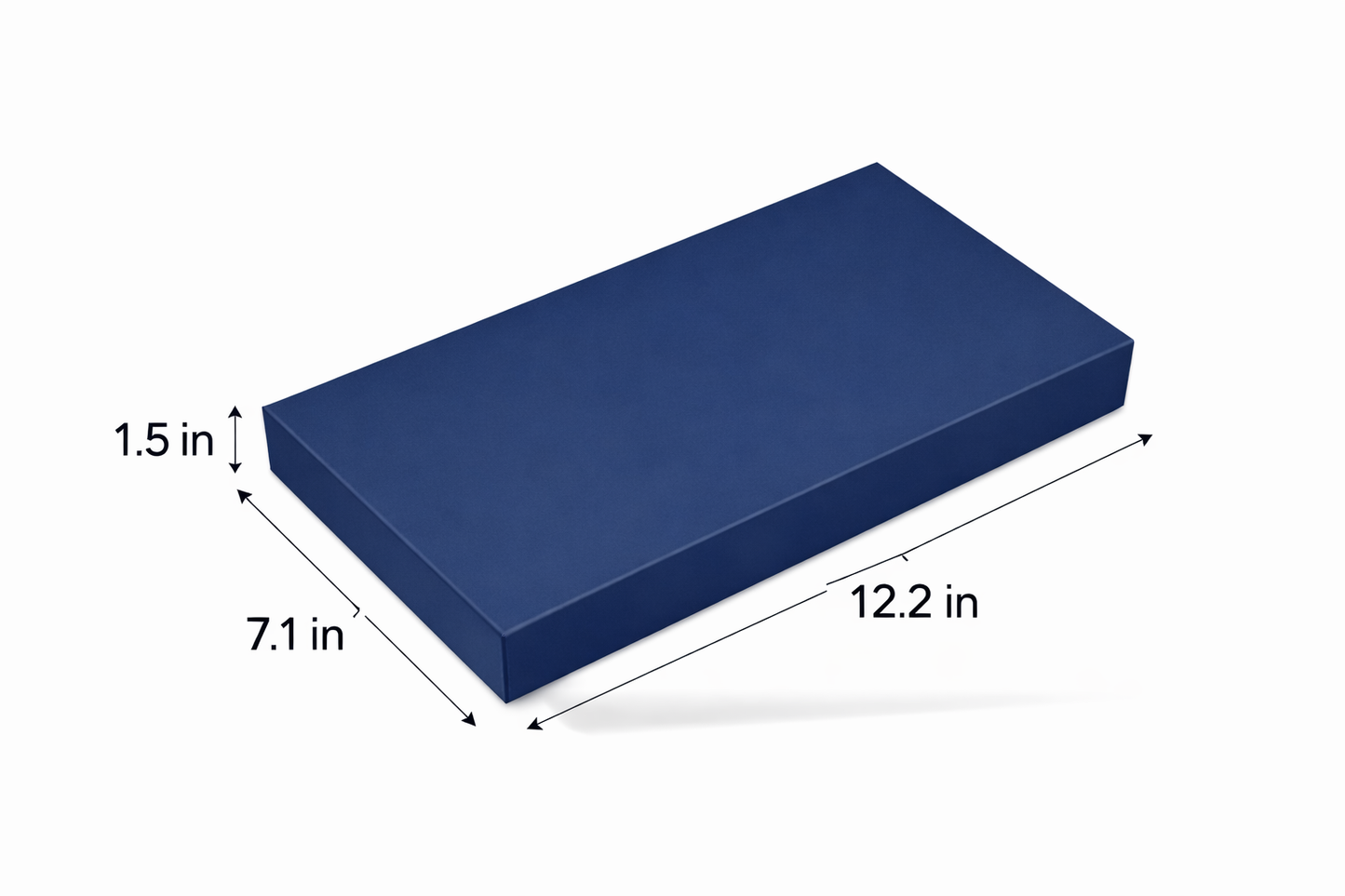 Blue Rigid Box Top Bottom (12.2x7.1x1.5 Inch) for luxury gift packaging, clothing packaging, corporate gifts and premium branding.