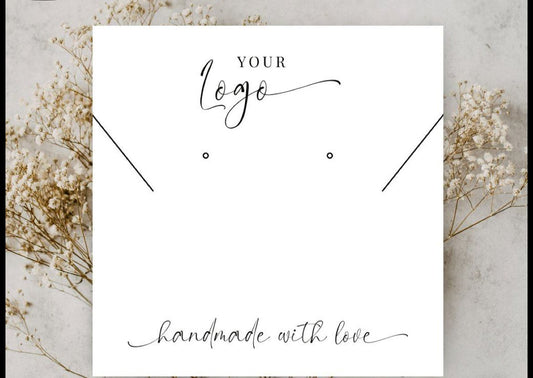 Custom jewellery card with logo and handmade with love message