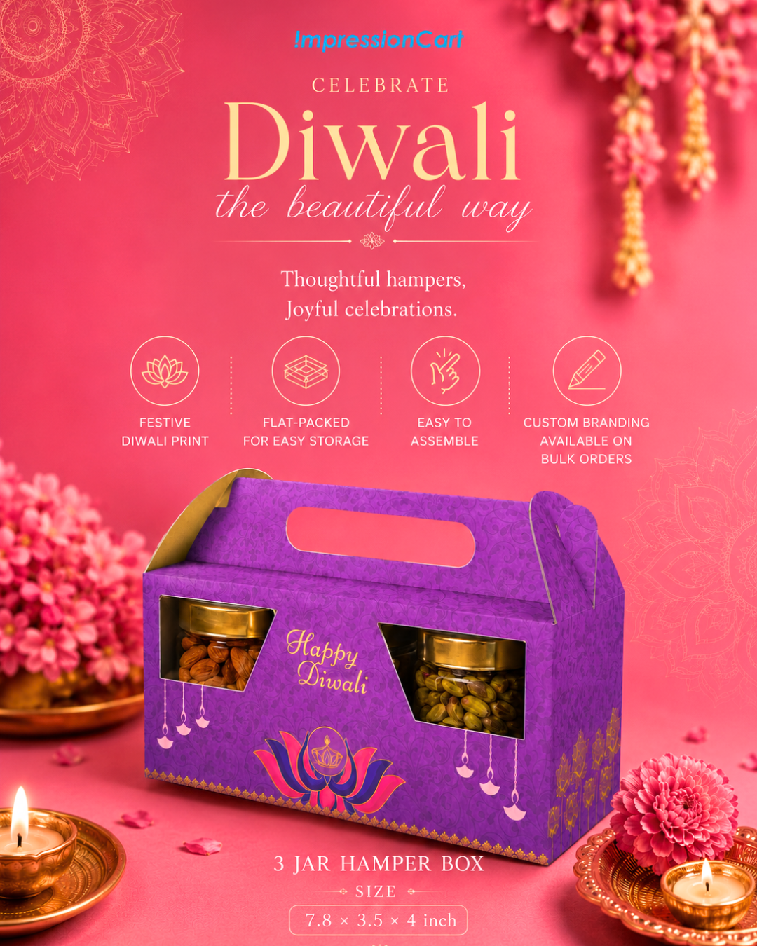 Diwali Jar/Hamper Box (7.8×3.5×4 inch) - Design 002