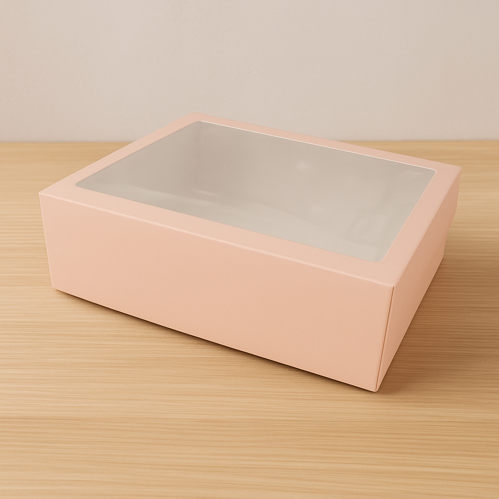 Peach Hamper Tray With Transparent Lid (10x7x3)