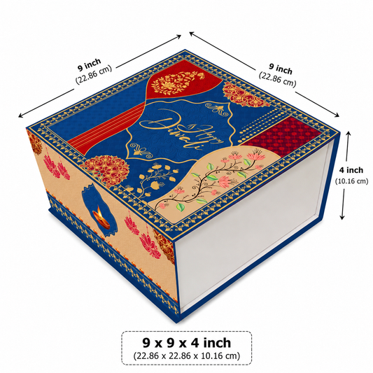 Diwali Rigid Magnetic Hamper Box 9x9x4 inch Design 001 - custom packaging box