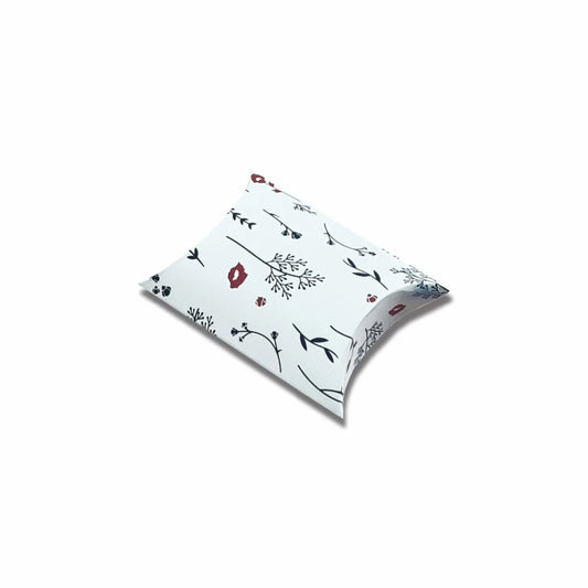 Floral printed pillow box measuring 9 × 7 × 2.5 cm for gift packaging and wedding favours.