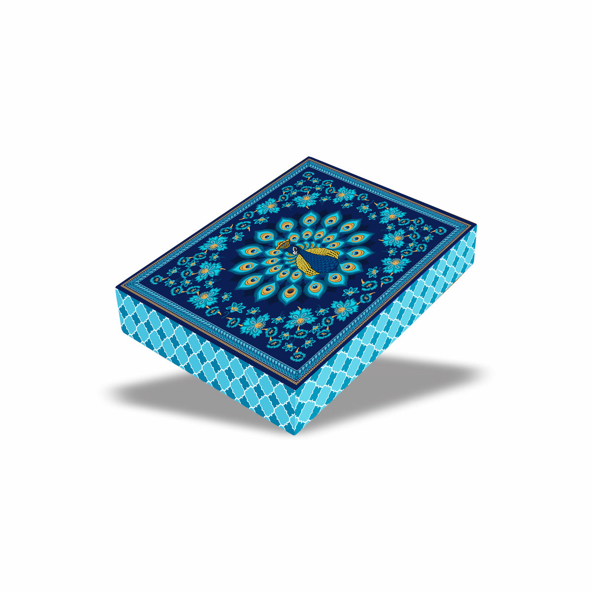 gold-foil-1-2-kg-rigid-mithai-box-royal-peacock
