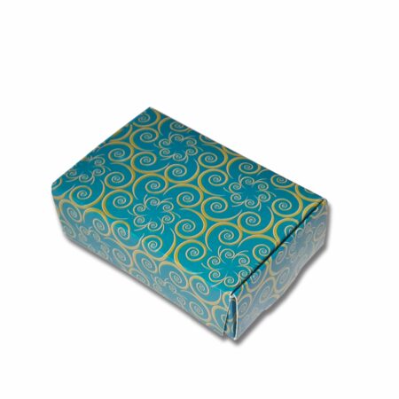 Gratitude Collection teal-blue gift box with gold swirl pattern for soap, candle and multipurpose packaging, 4 × 2.5 × 1 inch