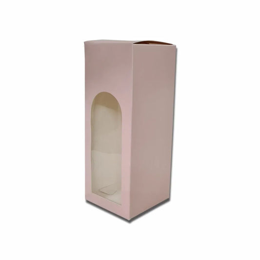 Peach cookie packaging box measuring 7.5 x 3 x 3 inches, designed to hold approximately 9–10 cookies.