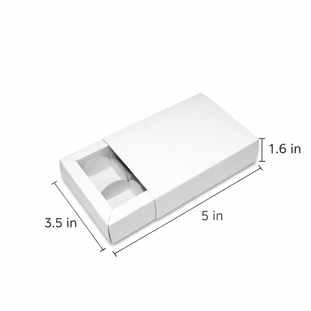 White chocolate box packaging with insert tray 
