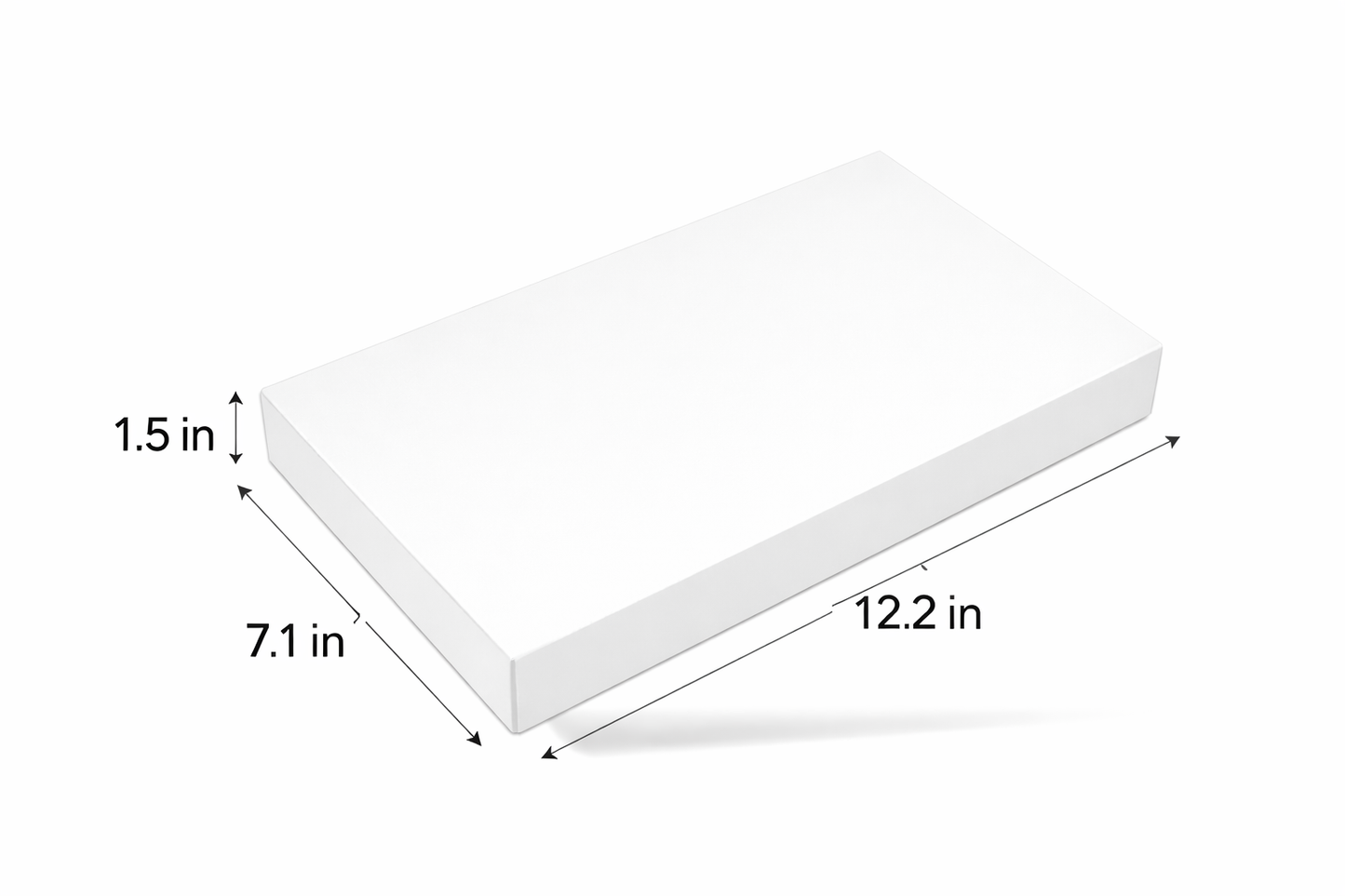 White Rigid Box Top Bottom (12.2x7.1x1.5 Inch) for premium gift packaging, apparel packaging, luxury retail products and custom branding.