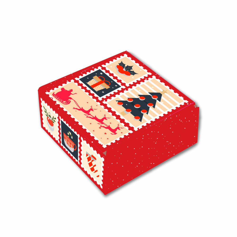 Christmas Collection : Red Corrugated Hamper Box (4.5×4.5×2 inch)