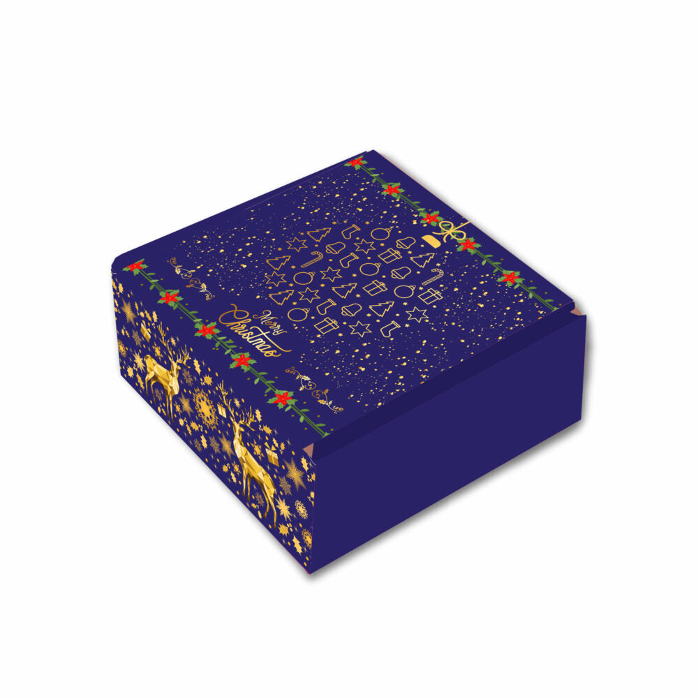 Christmas Collection : Blue Corrugated Hamper Box (4.5×4.5×2 inch)