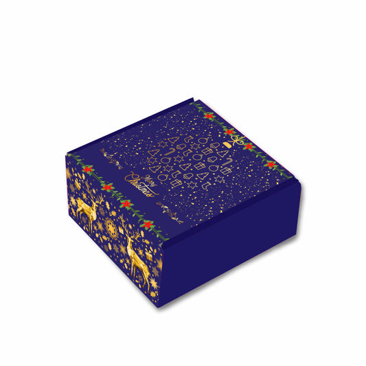 Christmas Collection : Blue Corrugated Hamper Box (6″x6″x3″ inch)